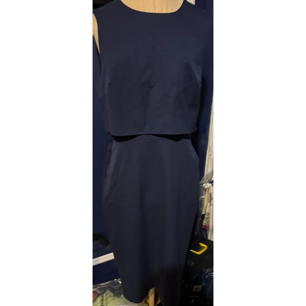 J. Crew Navy Blue Sheath Dress Faux 2 Piece Pockets Preppy NWT 6
